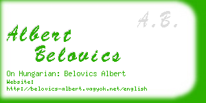 albert belovics business card